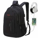 Travel Laptop Backpack, Business Laptop Backpacks USB Charging Port Headphone Interface,Water Resistant College School Computer Bag Women & Men Fits 15.6 inch Laptop Notebook (Black)