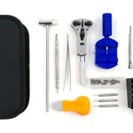 Watch Repair Back Remover Kit – Professional DIY 14 Fixing Tools in 1 Set with Portable Carrying Pouch Case – Spring Bar Pin, Watch Band Link Opener Replacement, Hammer – For Home Travel Watchmaker