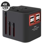 Worldwide Travel Charger with 4 USB Ports Power Converters for EU, UK, US, USA, AU, Europe & Asia, All-in-one Universal Wall Plug Multi-Outlets Electrical Adaptor –