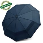 EEZ-Y Compact Travel Umbrella w/Windproof Double Canopy Construction – Auto Open/Close Button