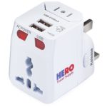 International Power Adapter Plug (2 USB Ports) – US Europe France UK Ireland Thailand China NZ Australia 100+ Countries – Individually Tested in the USA by Hero Travel Supply – White