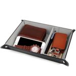 SPSHENG Valet Tray,PU Leather Jewelry Organizer Watch Coin Change Case Key Tray Box Perfect Father’s Day Gift