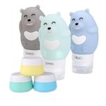 Leak-proof Travel Bottles Set, Timiuu 3-Pack 80ml TSA Approved Silicone Cute Bear Travel Bottles, Squeezable and Refillable Cosmetic for Shampoo, Conditioner, Lotion, Toiletries