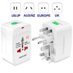 MAXAH Universal Travel Plug Adapter, All in One Worldwide Universal Wall Charger AC Power Plug for EU US UK AU – White