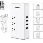 Powerjc Travel Converter Adapter Universal Power Voltage 1875W Step Down 220V to 110V with 4 Smart USB Charging Ports Inner Cooling Design without Any Noise