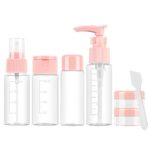 Mini Travel Bottles Set-Toiletry Bag/7 PCS Travel Size Toiletries for Shampoos,Lotions, Creams | Leak-proof & Airport Security Approved