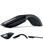 Wireless Mouse with USB Mini Folding Mouse 2.4GHz Arc Optical Touch Receiver Suitable for PC Laptop Notebook (Black)