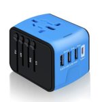 MokenEye Universal Travel Adapter Power Converters for International Travel High Speed 2.4A x 3 USB Port And 3A Type-C Wall Charger,European Adapter, AC Wall Outlet Plugs Adapters for US, EU, UK, AU