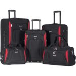 Merax Newest 5 Piece Set Expandable Rolling Suitcase Softshell Deluxe Luggage Set (Black.)