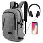 ONSON Anti Theft Laptop Backpack, Business Water Resistant Backpack Travel Bag with USB Charging Port & Headphone interface for Men&Women College Student,Fits 15.6 Inch Laptop & Notebook – Gray