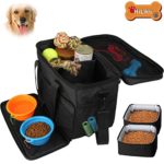 Hilike Pet Travel Bag for Dog&Cat -Weekend Tote Organizer Bag for Dogs Travel -Incudes1 * Dog Tote Bag,2 * Dog Food Carriers Bag,2 * Pet Silicone Collapsible Bowls.(Black)