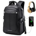 Laptop Backpack, Business Travel Computer Bag Anti Theft Waterproof Backpack with USB Charging Port & Headphone Interface for College School Women and Men Fits for 15.6 Inch Laptop-Black.