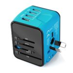 Universal Travel Adapter, Castries All-in-one Worldwide Universal Travel Socket 4 USB International Power Adapter Converters AC Plug for US EU UK AU & Asia Countries Covers 150+Countries (Blue)
