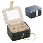 Nasion.V Jewelry Organizer Box Travel Portable Jewelry Storage Case Accessories Holder Pouch Bulit-in Mirror with Environmental Faux Leather for Earring,Lipstick,Necklace,Bracelet,Rings