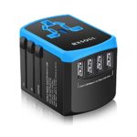 Universal Power Travel Adapter,RXSQUL International Power Adapter Smart 2.4A 4 USB, European Adapter Converter,Plugs Adapters Europe, Canada, UK, US, AU, Asia-Blue