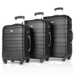 Travelhouse Luggage Set 3 Piece Carry on Lightweight Spinner Suitcase Black