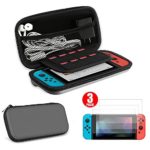 EEEKit 2-in-1 Starter Kit for Nintendo Switch, Protective Hard Travel Carry Accessories Case Bag + 3-pack HD Clear Full Coverage Screen Protector for Nintendo Switch