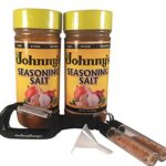 Johnny’s Seasoning Salt 16 Oz (2) & Pocket Johnny’s Refillable Travel Bottle Carabiner Keychain (2) Set