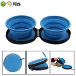 Mogoko Food-Grade Silicone Collapsible Dog Bowl Set,BPA­ Free, FDA Approved Foldable Expandable Pet Food Water Feeding Cup Dish for Outdoors Travel Camping Hiking（2 pack）