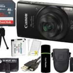 Canon PowerShot ELPH 190 IS 20.2MP 10x Zoom Wi-Fi Digital Camera (Black) + SanDisk 32GB Card + Reader + Spare Battery + Case + Accessory Bundle