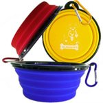 Mr. Peanut’s Collapsible Dog Bowls, Set of 3 with Matching Carabiner Clips, Food Grade Silicone Portable Pet Bowls, Perfect Foldable Travel Bowls for Journeys, Hiking, Kennels & Camping