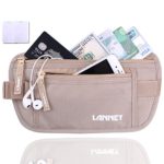 Travel Money Belt Waist Wallet RFID Blocking, Anti-Theft Passport Holder, Hidden Waist Stash for Men Women, Khaki (2 Credit Card RFID Blocking Sleeves Bonus)