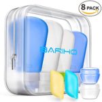 Portable 3-layer Leakproof Silicon Soft Travel Bottle Sets(8PCS) With Cosmetic Containers(10mL) and Toothbrush Cover for Shampoo,Toiletries,Lotion,Conditioner-Carry-on TSA Airline approved