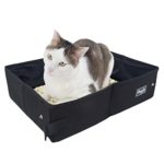 Petsfit Fabric Portable/Foldable Cat Litter Box/Pan for Travel Used Light Weight 15.7” x 12” x 4.7”, Black