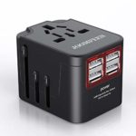 Travel Adapter,JOOMFEEN Universal Travel Power Adapter Worldwide All in One AC Power Plug International Wall Charger with 4 USB Charging Ports for US EU AU UK & Europe Cell Phone Laptop(Black)