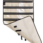 MISSLO Zippered Jewelry Organizer Hanging For Travel Home Storage 30 Zippered Pockets 17 Loops, Beige