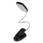 Leadleds Clip Reading Light, 28 LED Book Light, USB and Battery Operated Portable Lights for Piano, Travel, E-reader & Bed Headboard (Black)