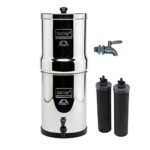 Travel Berkey Stainless Steel Water Filtration System w/ STAINLESS STEEL SPIGOT and 2 Black Filters
