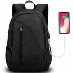 Unisex Laptop Backpack for School & Travel, Tocode Fits 17” Computer Durable Casual Anti Theft Backpack Travel Bag, with USB Charging Port and Headphone Jack, Waterproof Large Compartment Daypacks