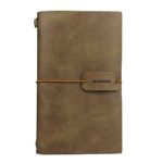 Travel Journal Notebook Vintage Retro Handmade Leather Lined Journal Refillable Note Book for Taking Notes by ai-natebok, 4.72 X 7.87inch (White Coffee)