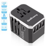 [Upgraded] Universal Travel Power Adapter,Delicacy Worldwide All in One Adapter with Fast Charging 4 USB and Type C Ports,International Wall Charger AC Plug for US EU UK AUS Cell Phone Tablet Laptop