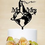 Travel themed Wedding Cake Topper, Mr & Mrs Cake Topper