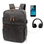 Business Laptop Backpack 17-17.3 Inch w/USB Charging Port Water-Resistant Canvas Backpack for Work College School Travel