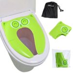 Upgrade Folding Large Non Slip Silicone Pads Travel Portable Reusable Toilet Potty Training Seat Covers Liners with Carry Bag for Babies, Toddlers and Kids, Green