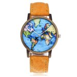 Girls Wrist Watch, Inkach Global Travel By Plane Map Women Dress Wrist Watch Denim Fabric Band Gift
