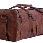 Komal’s Passion Leather 24 Inch Square Duffel Travel Gym Sports Overnight Weekend Leather Bag