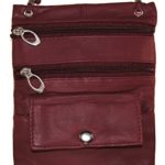 Leather Travel Neck Pouch Holder Passport Id Wallet Burgundy Security Bag Lanyard
