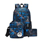 Outsta Waterproof Fabric Fashion Backpack, 3Pcs Unisex Oxford Classic Basic Water Resistant Casual Daypack for Travel with Bottle Side Pockets (Blue)