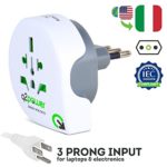 World to Italy Travel Adapter by Q2Power | For Type L Outlets | Grounded & Safe | Works with Laptops, Computers, Smartphone Chargers, Portable Devices | Perfect for International Trips