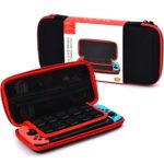 VORI Carry Case Compatible With Nintendo Switch – Protective Hard Portable Travel Carry Case Shell Pouch for Nintendo Switch Console & Accessories-Black Red