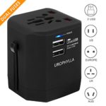 Travel Adapter,UROPHYLLA Universal European Adapter Dual Fuses 2.5A USB Wall Charger Power Adapter Cover 150+Countries EU US China UK Japan Germany Spain Iceland Italy Russia European Plug Adapter