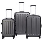 Goplus 3 Pcs Luggage Set Hardside Travel Rolling Suitcase ABS Globalway (Gray)