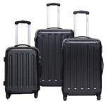 Goplus 3 Pcs Luggage Set Hardside Travel Rolling Suitcase ABS Globalway (Black)