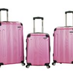 Rockland Luggage 3 Piece Abs Upright Luggage Set, Pink, Medium