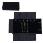Travel Jewelry Case Black Velvet Roll Bag Jewelry Organizer for Necklaces