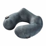 PUREFLY Soft Velvet Washable Cover Inflatable Travel Neck Pillow for Airplanes, 18Tall,28W,32L, Gray